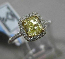 ESTATE .98CT IGI / GIA FANCY YELLOW DIAMOND 18KT WHITE GOLD 3D ENGAGEMENT RING