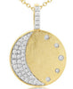 ESTATE .33CT DIAMOND 14K 2 TONE GOLD 3D ETOILE SUN AND MOON FUN FLOATING PENDANT