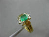 ESTATE .60CT DIAMOND & EMERALD 14K WHITE & YELLOW GOLD FLOWER COCKTAIL RING #804