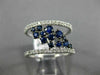 ESTATE WIDE .98CT DIAMOND & AAA SAPPHIRE 14K WHITE GOLD CLUSTER ANNIVERSARY RING