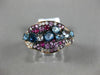 ESTATE 1.63CT DIAMOND & MULTI GEM 14KT ROSE GOLD 3D CLUSTER WAVE FRIENDSHIP RING