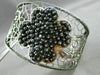 ESTATE EXTRA WIDE 1.30CT DIAMOND 14KT BLACK GOLD 4 CLOVER HEART BANGLE BRACELET