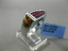 ESTATE 1.94CT DIAMOND & PRINCESS CUT AAA RUBY 18KT WHITE GOLD 3D MENS RING