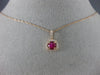 ESTATE .49CT ROUND DIAMOND & AAA RUBY 14KT ROSE GOLD 3D SQUARE FLOATING PENDANT