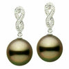 ESTATE .15CT DIAMOND & AAA TAHITIAN PEARL 14K WHITE GOLD INFINITY LOVE EARRINGS