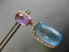 ESTATE LARGE 24.98CT DIAMOND & BLUE TOPAZ & AMETHYST 14KT ROSE GOLD 3D EARRINGS