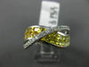 WIDE 3.02CT DIAMOND & AAA YELLOW SAPPHIRE 14K WHITE GOLD CRISS CROSS X LOVE RING