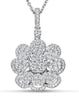 ESTATE LARGE 1.46CT DIAMOND 18KT WHITE GOLD 3D CLASSIC FLOWER FLOATING PENDANT