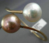ESTATE LARGE AAA WHITE & PINK SOUTH SEA PEARL 18K ROSE GOLD LOVE BANGLE BRACELET