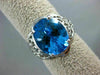 LARGE 3.03CT DIAMOND & AAA OVAL BLUE TOPAZ 14K WHITE GOLD OPEN FILIGREE FUN RING
