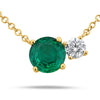 .95CT DIAMOND & AAA EMERALD 18K YELLOW GOLD ROUND DOUBLE SOLITAIRE LOVE NECKLACE