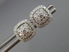 ESTATE .50CT DIAMOND 14KT WHITE GOLD 3D SQUARE DOUBLE HALO ROUND STUD EARRINGS