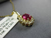 ESTATE 1.10CT DIAMOND & AAA RUBY 14KT YELLOW GOLD 3D OVAL FLOWER CLASSIC PENDANT