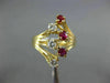 ANTIQUE WIDE .42CT DIAMOND & RUBY 14K YELLOW GOLD FILIGREE COCKTAIL RING #21467