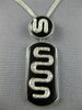 ESTATE LARGE .18CT DIAMOND & AAA ONYX 14KT WHITE GOLD SQUARE SNAKE FUN PENDANT