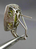 ESTATE MASSIVE 16.35CT DIAMOND GREEN AMETHYST 14K WHITE GOLD 3D CLIP ON EARRINGS