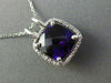 ESTATE LARGE 3.94CT DIAMOND & AAA AMETHYST 14KT WHITE GOLD HALO FLOATING PENDANT