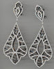 LARGE 4.35CT DIAMOND 18KT WHITE GOLD FILIGREE TEAR DROP FLORAL HANGING EARRINGS