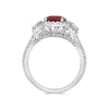 LARGE 2.74CT DIAMOND & AAA RUBY PLATINUM 3D OVAL 3 STONE CLASSIC ENGAGEMENT RING