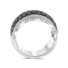 LARGE 1.94CT DIAMOND & AAA SAPPHIRE 14KT WHITE GOLD MULTI ROW ANNIVERSARY RING
