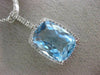ESTATE LARGE 9.61CT DIAMOND & CUSHION BLUE TOPAZ 14K WHITE GOLD FILIGREE PENDANT
