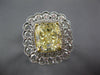 LARGE 5.57CT WHITE & FANCY YELLOW DIAMOND 18K 2 TONE GOLD FLOWER ENGAGEMENT RING