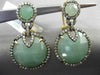 ESTATE LARGE .97CT DIAMOND & GREEN AGATE 14KT YELLOW GOLD HALO CLIP ON EARRINGS