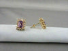 ESTATE RECTANGLE 3.5CT DIAMOND & AMETHYST 14K YELLOW GOLD EARRINGS