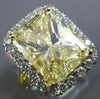 EXTRA LARGE 10.08CT WHITE & FANCY YELLOW DIAMOND 18K 2TONE GOLD ENGAGEMENT RING