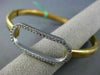 ESTATE LARGE .74CT DIAMOND 18K WHITE & YELLOW GOLD MATTE & SHINY BANGLE BRACELET