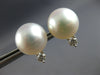 LARGE .10CT DIAMOND & AAA SOUTH SEA PEARL 18K WHITE GOLD SOLITAIRE STUD EARRINGS