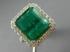 ESTATE LARGE 3.93CT DIAMOND & AAA EMERALD 18KT WHITE GOLD SQUARE ENGAGEMENT RING