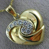 ESTATE .38CT DIAMOND 14KT YELLOW GOLD CLASSIC 3D SWIRL PUFF HEART PENDANT #322