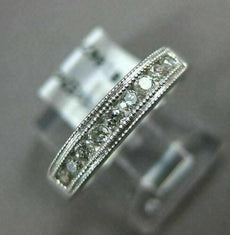 ESTATE .25CT DIAMOND 14K WHITE GOLD 3D CLASSIC 9 STONE MILGRAIN ANNIVERSARY RING