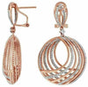 ESTATE LARGE 1.55CT DIAMOND 14KT ROSE GOLD CIRCULAR CRISS CROSS HANGING EARRINGS
