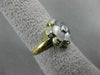 ANTIQUE WIDE .20CT DIAMOND & AAA WHITE QUARTZ 18K 2 TONE GOLD FLOWER RING #21715