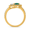 LARGE 1.28CT DIAMOND & AAA EMERALD 14KT YELLOW GOLD 3D PEAR SHAPE SOLITAIRE RING