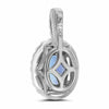 ESTATE .96CT DIAMOND & AAA TANZANITE 14KT WHITE GOLD OVAL HALO FLOATING PENDANT