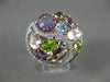 ESTATE LARGE 5.0CT DIAMOND & MULTI GEM 14KT WHITE & ROSE GOLD 3D CLUSTER RING