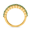 WIDE .88CT DIAMOND & AAA EMERALD 14KT YELLOW GOLD 3 ROW WEDDING ANNIVERSARY RING