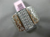 ESTATE WIDE .72CT DIAMOND 14KT WHITE GOLD 3D HANDCRAFTED 3 ROW FILIGREE RING