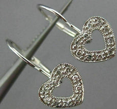 ESTATE .10CT DIAMOND 14KT WHITE GOLD 3D OPEN HEART LEVERNACK HANGING EARRINGS