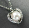 ESTATE .15CT DIAMOND & AAA SOUTH SEA PEARL 14KT WHITE GOLD HEART PENDANT #19096