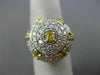 EXTRA LARGE 3.50CT WHITE & INTENSE YELLOW DIAMOND 18KT WHITE GOLD PAVE DOME RING