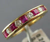 ESTATE .66CT DIAMOND & AAA RUBY 14K YELLOW GOLD CHANNEL WEDDING ANNIVERSARY RING