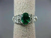 ESTATE 1.21CT DIAMOND & AAA OVAL EMERALD 14KT WHITE GOLD 3D LOVE ENGAGEMENT RING