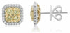 .64CT WHITE & FANCY YELLOW DIAMOND 14KT 2 TONE GOLD 3D HEXAGON STUD EARRINGS