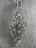 LARGE 1.0CT DIAMOND 14KT WHITE GOLD TEAR DROP FILIGREE FLOWER INFINITY PENDANT