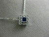 ESTATE .21CT DIAMOND & SAPPHIRE 18K WHITE GOLD FILIGREE MILGRAIN SQUARE NECKLACE