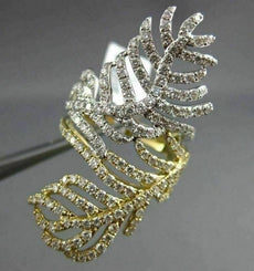 ESTATE MASSIVE 2.14CT DIAMOND 18K WHITE & YELLOW GOLD MULTI DOUBLE LEAF FUN RING